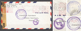 1943 USA Soviet-Anglo-Iranian Censored Censorship Cover New York - Teheran