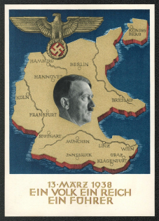 1938 the Anschluss plebiscite, depicts a combined Germany and Austria