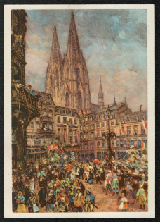 1939 Special Postcard for the Kolner Carnival Special Postmark, Brown Stamp