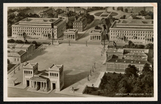 1940 Munich King's Square with Fuhrerhaus, Temple of Honor and Administration Building