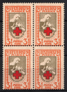 1921-22 2,5m Estonia, Block of Four (Perforated, CV $40)