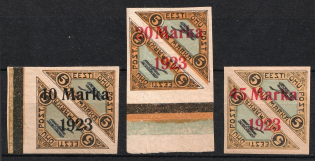 1923 Estonia, Airmail (Mi. 43 B, 44 B, 45 B I, Full Set, Signed, CV $280)