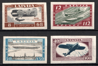 1933 Latvia, Airmail (Mi. 228B-231B, Imperforate, Full Set, CV $320)