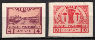 1918 Przedborz Local Issue, Poland (Mi. 4 C, 6 C, Imperforate, CV $200)
