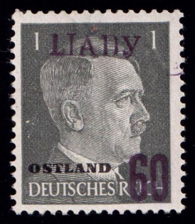 1941 60k on 1pf Lyady Leningrad Region, German Occupation of Russia, Germany (Mi. 2 b, Signed, CV $130)