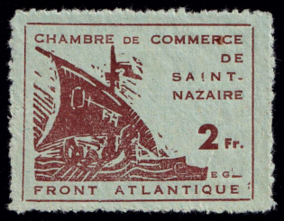 1945 2fr Saint-Nazaire, German Occupation of France, Germany (Reprint)
