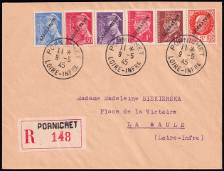 1945 Saint-Nazaire, Pornichet Loire-Atlantique - La Baule with Overprint 'Liberation', Registered Cover, Rare