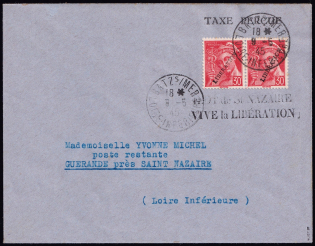 1945 Saint-Nazaire, Pornichet Loire-Atlantique - Guerande with Overprint 'Liberation', Cover (Rare, SIGNED)