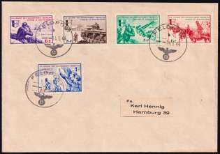 1944 French Legion, Germany, Military Post, Cover Hamburg (Mi. VI - X, Full Set)
