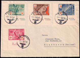 1942 Belgian Wallonia Legion, Germany, Military Post, Cover Eindhoven Netherlands (Mi. I - IV, Full Set, CV $450+)