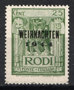 1944 25c Island Rhodes, Military Post, Germany (Signed)