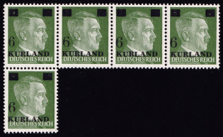 1945 6pf on 5pf Kurland, German Occupation, Germany (Different Print Error Positions, Mi. 1 I, 1 II, 1 III, 1 IV, Signed, CV $1,120, MNH)