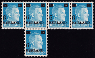 1945 6pf on 20pf Kurland, German Occupation, Germany (Different Print Error Positions, Mi. 3 I, 3 II, 3 III, 3 I, 3 IV, Signed, CV $320, MNH)