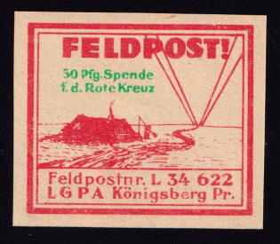 1937-45 50pfg Konigsberg, Air Force Post Office LGPA, Red Cross, Military Mail, Germany (Signed, MNH)