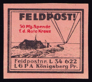 1937-45 50pfg Konigsberg, Air Force Post Office LGPA, Red Cross, Military Mail, Germany (Signed, MNH)