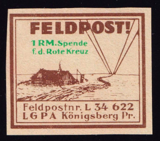 1937-45 1rm Konigsberg, Air Force Post Office LGPA, Red Cross, Military Mail, Germany (Signed, MNH)