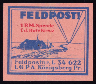 1937-45 1rm Konigsberg, Air Force Post Office LGPA, Red Cross, Military Mail, Germany (Signed, MNH)