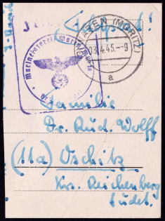 1945 Military Mail, Germany, Waren (Muritz)