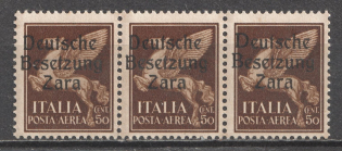 1943 Zadar, German Occupation, Germany, Strip (Mi. 24 I, 24 I, 24 II, Signed, CV $60, MNH)
