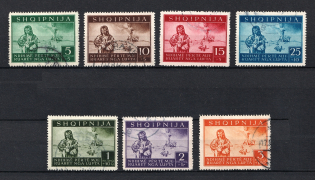 1944 Albania, German Occupation, Germany (Mi. 15-21, Full Set, Canceled, CV $90)