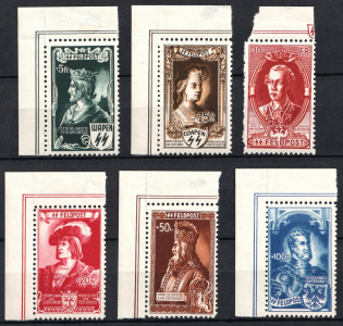 1943 Belgian Legion, Germany (Corner Margins, Mi. IX - XIV, Full Set, CV $260, MNH)