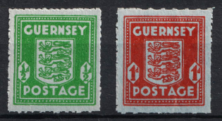 1942 Guernsey, German Occupation, Germany (Grey Paper, Mi. 4 - 5, Full Set, CV $80)