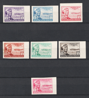 1943 2k+1k Croatian Legion, Germany (PROOFS, Varieties of Color, MNH)