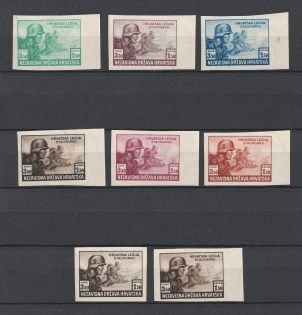 1943 3.5k+1.5k Croatian Legion, Germany (PROOFS, Varieties of Color, MNH)
