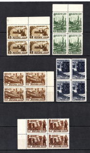 1946 The Reconstruction, Soviet Union USSR, Blocks of Four (Full Set, MNH)
