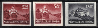 1943-44 Croatia, NDH (IMPERFORATE, Mi. 98 U - 99 U, Full Set, CV $50, MNH)