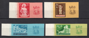 1944 Croatia, NDH (IMPERFORATE, Mi. 154 U - 157 U, Full Set, CV $50, MNH)