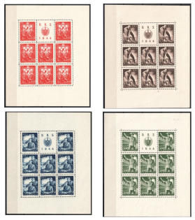 1944 Croatia, NDH, Souvenir Sheets (Mi. 162C, 163A, 164C, 165A, Full Set, CV $30, MNH)