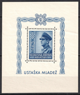 1943 Croatia, NDH, Souvenir Sheet (Mi. Bl. 4 A, CV $50, MNH)