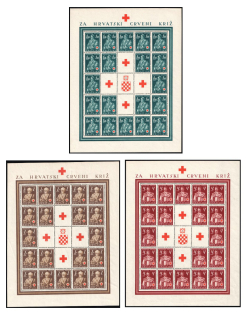 1941 Croatia, NDH, Souvenir Sheets (Mi. 66 - 68, Full Set, CV $140, MNH)
