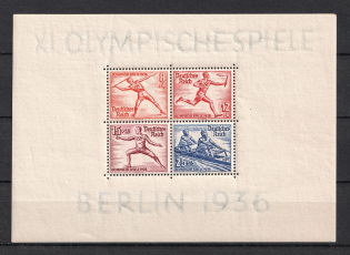 1936 Third Reich, Germany, Souvenir Sheet (Mi. Bl. 6 X, CV $70)