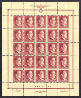 1941 30g+1z General Government, Germany, Full Sheet (Mi. 89, MNH)