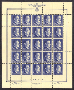 1941 50g+1z General Government, Germany, Full Sheet (Mi. 90, MNH)