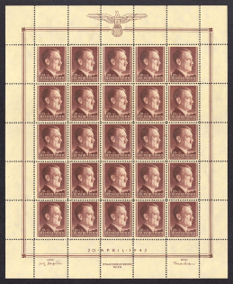 1941 1.20z+1z General Government, Germany, Full Sheet (Mi. 91, MNH)
