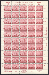 1942 24g+6g General Government, Germany, Full Sheet (Mi. 93, MNH)