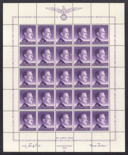 1943 12g+1z General Government, Germany, Full Sheet (Mi. 101, MNH)