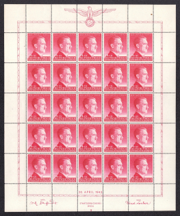 1943 24g+1z General Government, Germany, Full Sheet (Mi. 102, MNH)