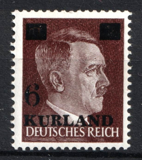 1945 6pf on 10pf Kurland, German Occupation, Germany (Mi. 2 III, CV $90)