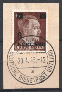 1945 6pf on 5pf Kurland, German Occupation, Germany (Mi. 2 II, Signed, Canceled, CV $80)