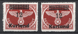 1945 12pf Kurland, German Occupation, Germany (Mi. 4 B x, 4 B y, CV $150, MNH)