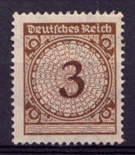 1923 3pf Weimar Republic, Germany (Mi. 338 P b, CV $90, MNH)