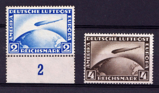 1928 Weimar Republic, Germany, Airmail (Mi. 423 - 424, CV $540, MNH)