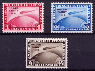 1931 Weimar Republic, Germany, Airmail (Mi. 456 - 458, Certificate, Full Set, CV $4,800, MNH)