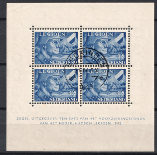 1943 12.5c Netherlands Legion, Germany, Souvenir Sheet (Canceled, CV $130)