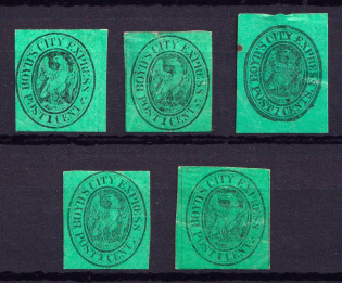 1c Boyd's City Express Post, United States Locals & Carriers, Group (Genuine, Green)