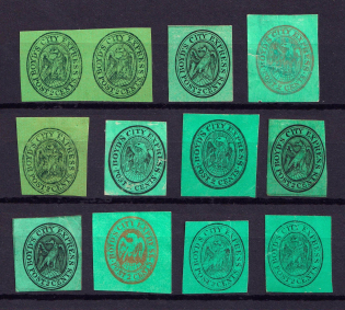 2c Boyd's City Express Post, United States Locals & Carriers, Group (Genuine, Green)